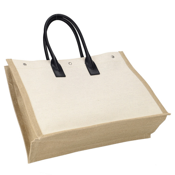 Saint Laurent Linen Tote Bag White Tan - Picture 1 of 4